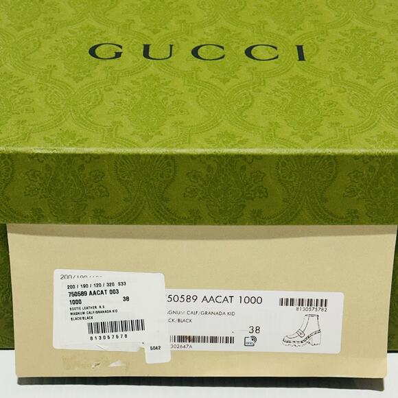 Gucci Horsebit Bootie 38/ US 8 Black Leather Platform Ankle Boots NIB $1,590 - Picture 16 of 16